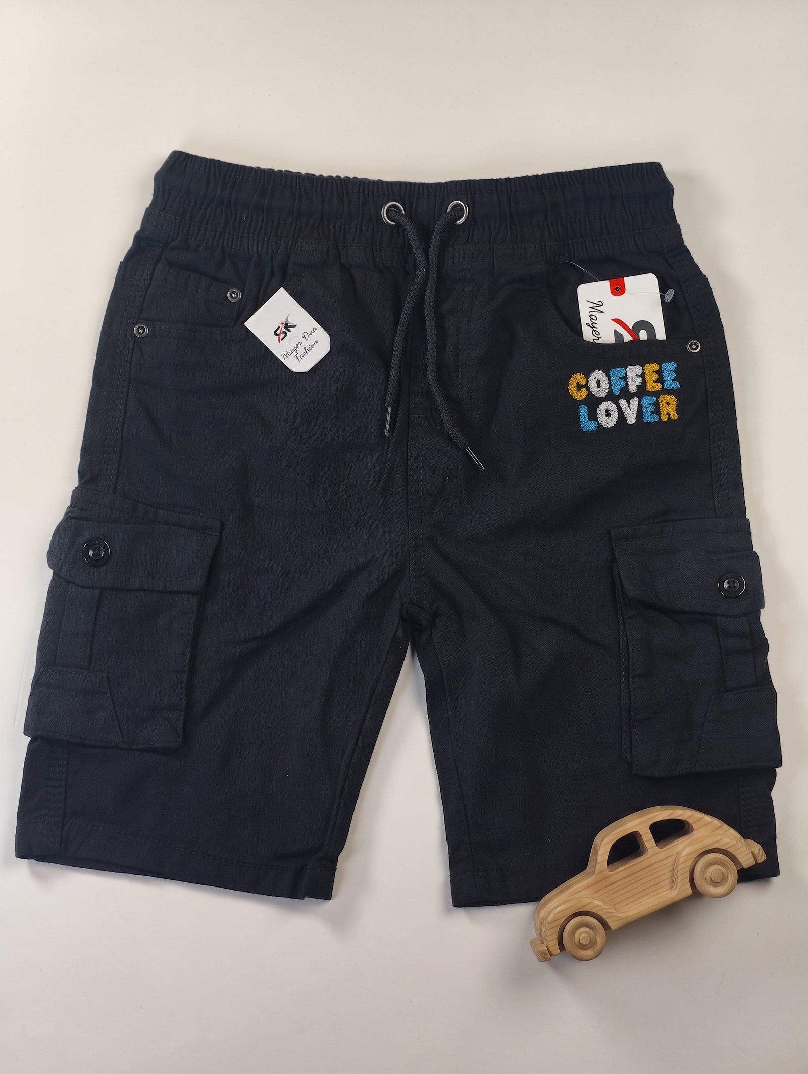 p6-2-1.jpg Coffee Lover Black Gabardine Shorts - Image 1